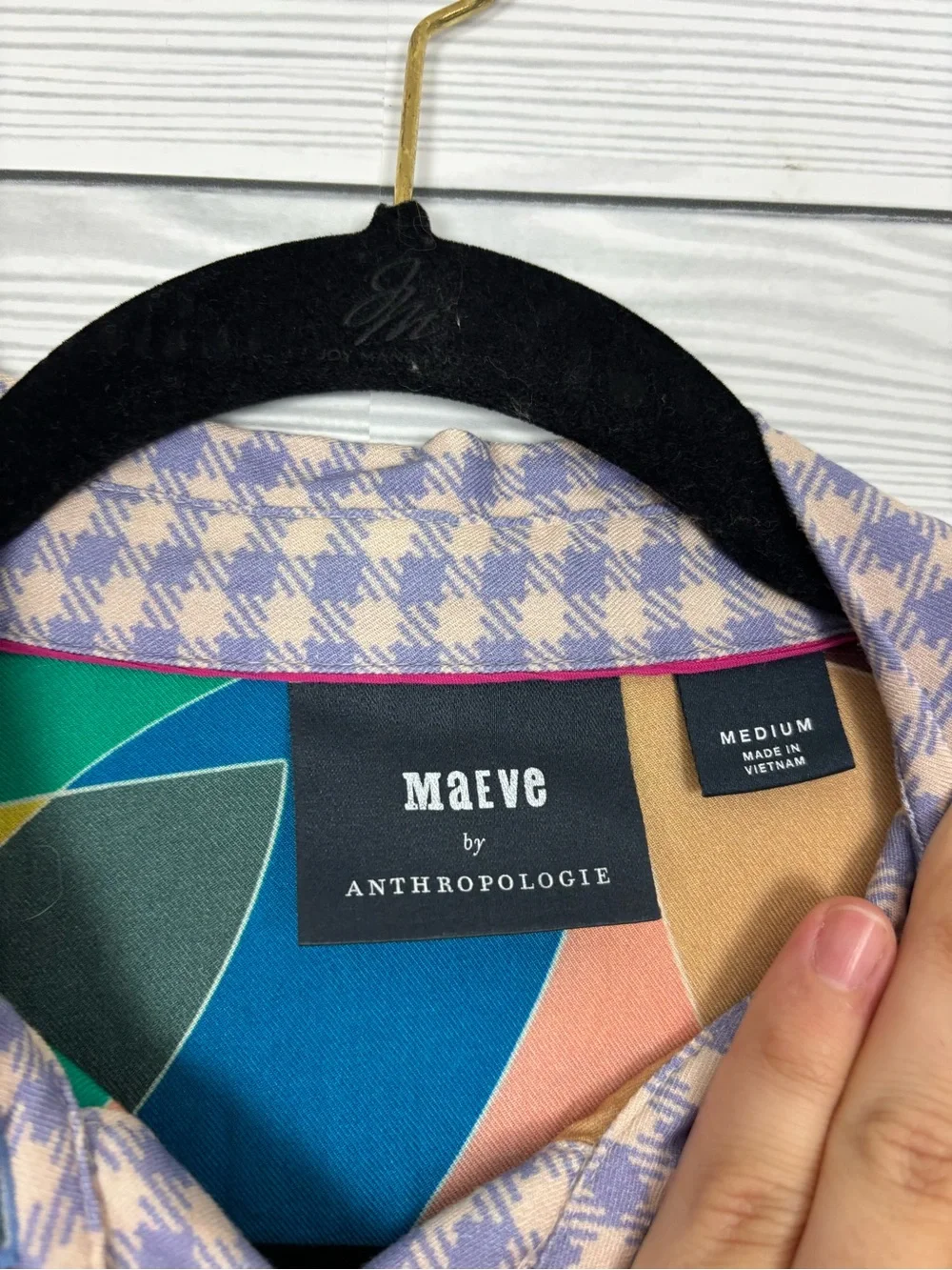Maeve By Anthropologie fern contrast button down shirt size medium mixed media - Picture 6 of 11